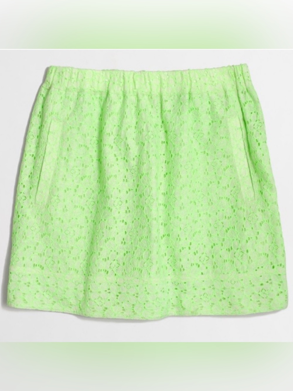 J. Crew Vibrant Green Lace Skirt - Size Medium